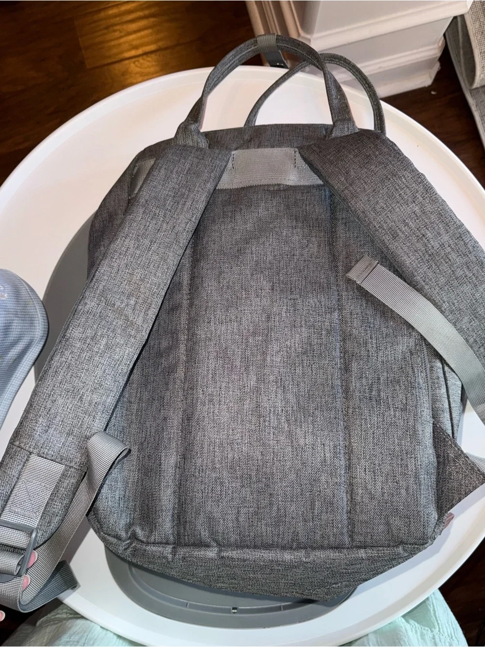 Large Gray Baby Diaper Backpack - Hands-Free Baby Bag